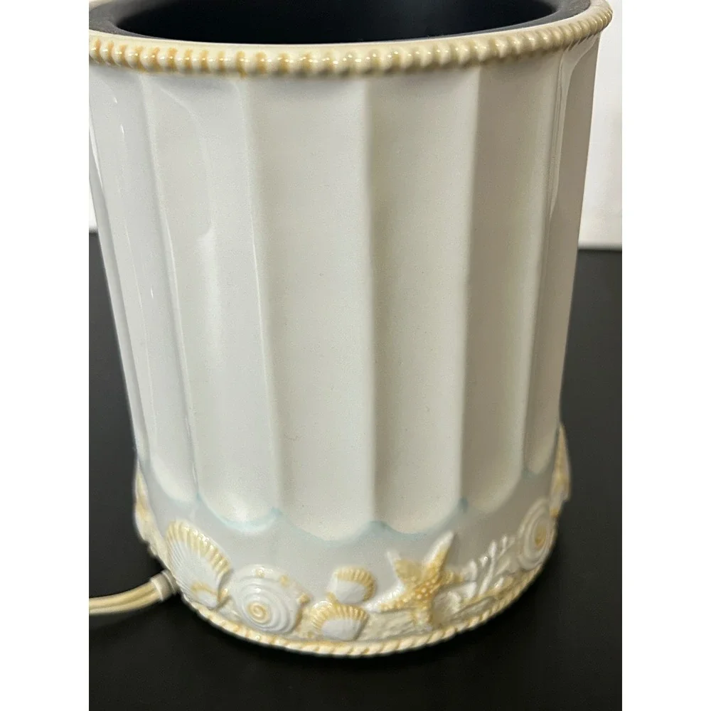 Electric Jar Warmer Sea Breeze Nautical Shells Ceramic Waxcessories 14886 White